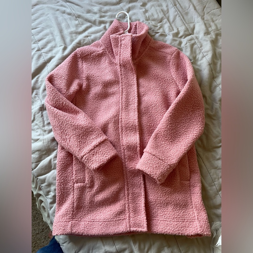 Lands' End Pink Teddy Jacket Plush Cozy Style